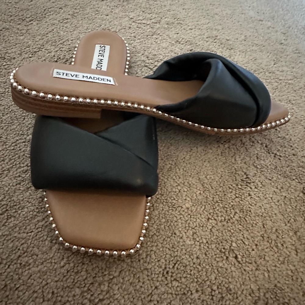 Steve Madden Black Slide Sandals